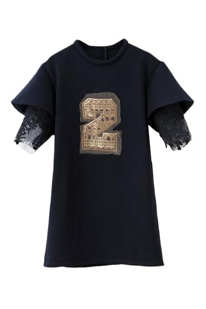 Romwe Lace Panel 2 Appliqued Shift Dress