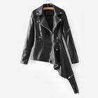 Romwe Faux Leather Asymmetric Hem Biker Jacket