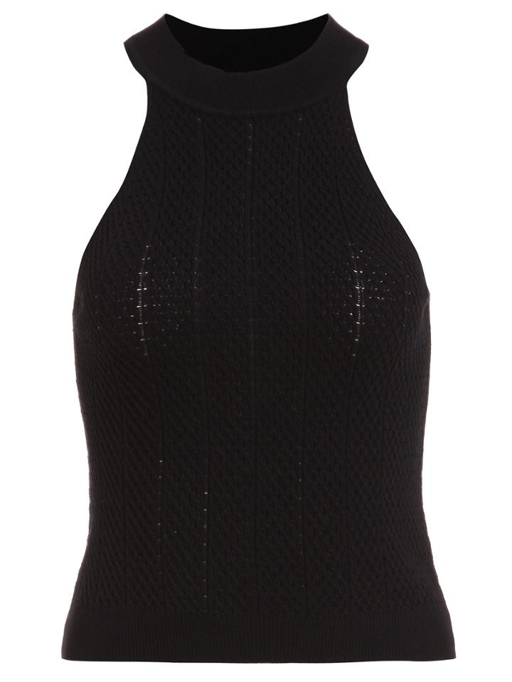 Romwe Halter Neck Knitted Sweater