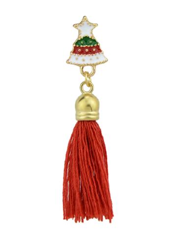 Romwe Bell-red Christmas Jewelry White Red Enamel With Tassel Deer Gift Box Tree Santa Brooches