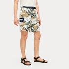 Romwe Guys Tropical Drawstring Waist Pocket Side Shorts