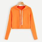 Romwe Varsity Tape Side Hooded Tee