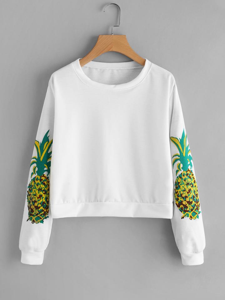 Romwe Pineapple Print Sweatshirt