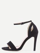 Romwe Black Faux Suede Ankle Strap High Heeled Sandals