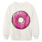 Romwe Donut Print Loose White Sweatshirt
