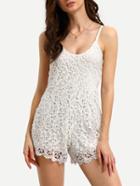 Romwe Back Zip Lace Cami Romper