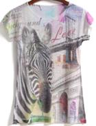 Romwe Zebra Building Print Short Sleeve T-shirt