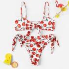 Romwe Random Cherry Print Tie Side Bikini Set