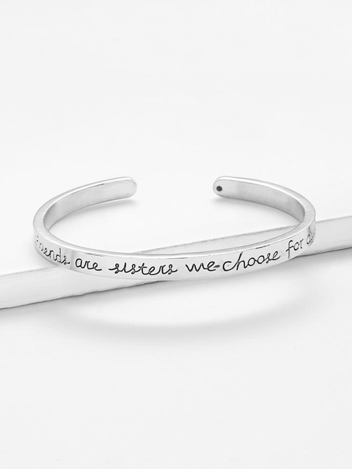 Romwe Letter Detail Cuff Bracelet