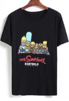 Romwe Black Short Sleeve Simpson Print T-shirt