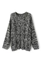 Romwe Knitted Casual Grey Jumper