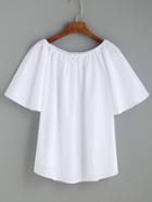 Romwe White Flutter Sleeve Top