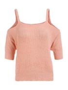 Romwe Cold Shoulder Half Sleeve Knitted Sweater