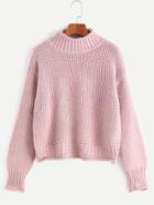Romwe Pink Turtleneck Long Sleeve Sweater