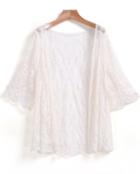 Romwe Half Sleeve Embroidered Lace Blouse
