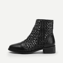 Romwe Cut-out Cap Toe Ankle Boots