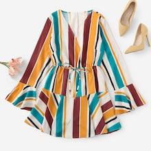 Romwe V Neck Striped Dress