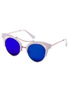 Romwe White Frame Double Bridge Cat Eye Sunglasses
