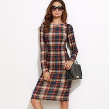 Romwe Plaid Midi Pencil Dress