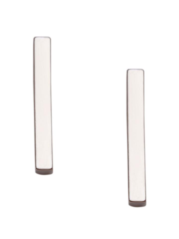 Romwe Silver Bar Simple Stud Earrings