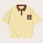 Romwe Guys Contrast Collar & Pocket Polo Shirt