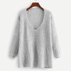 Romwe V Neck Solid Sweater