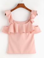 Romwe Ruffle Hem Zip Side Top