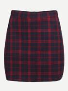 Romwe Red Tartan Plaid Zipper Back Skirt