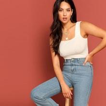 Romwe Rib Knit Thick Strap Top