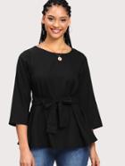 Romwe Knot Waist Keyhole Back Top