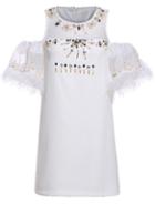 Romwe Off-shoulder Bead White Dress