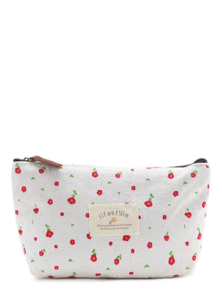 Romwe Calico Print Zipper Makeup Bag