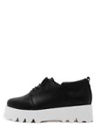 Romwe Black Faux Leather Lace Up Flatform Shoes