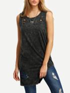 Romwe Cutout Asymmetric Long Tank Top