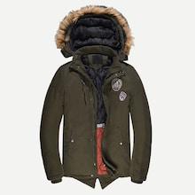 Romwe Men Slit Back Patched Detail Detachable Hooded Coat