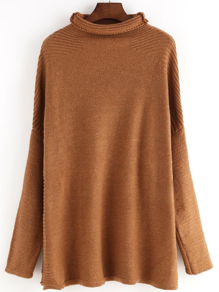 Romwe Women Roll Neck Loose Sweater