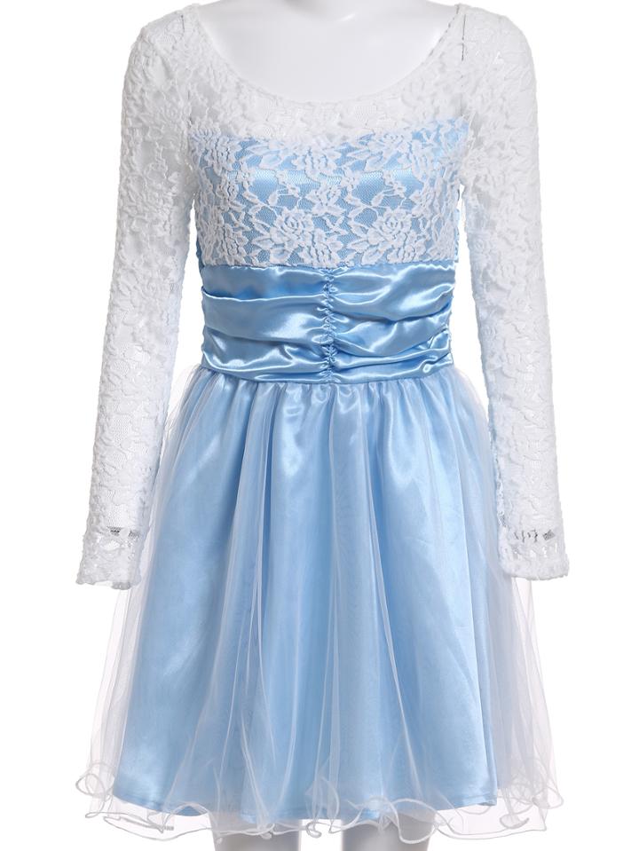 Romwe Lace Insert Open Back Mesh Flare Dress