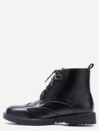 Romwe Black Pu Wingtip Lace Up Booties