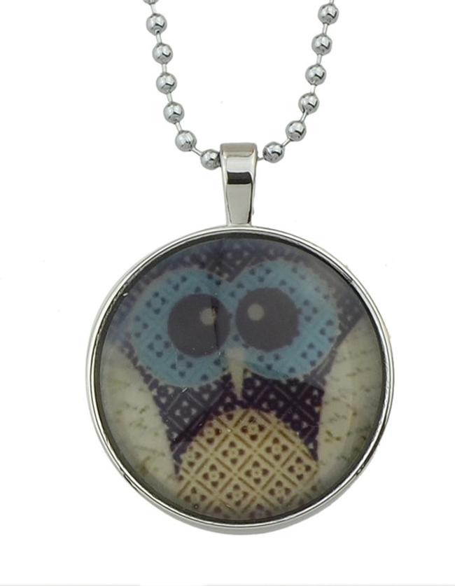 Romwe Silver Plated Owl Round Necklace