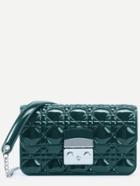Romwe Green Quilted Plastic Flap Bag With Chain Strap