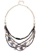 Romwe Multicolor Layered Beaded Tassel Statement Necklace