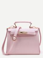 Romwe Pink Pu Satchel Bag With Handle