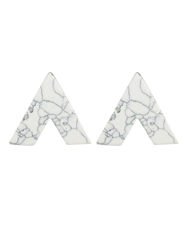 Romwe White Turquoise Triangle Stud Earrings