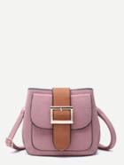 Romwe Pink Buckled Strap Pocket Front Shoulder Bag
