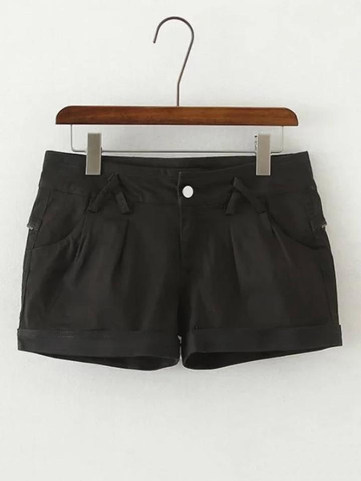 Romwe Rolled Hem Loose Shorts