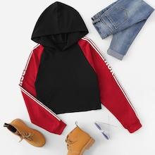 Romwe Colorblock Letter Print Sweatshirt