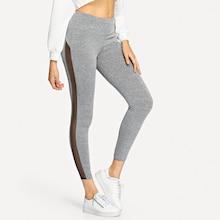 Romwe Mesh Panel Side Skinny Leggings