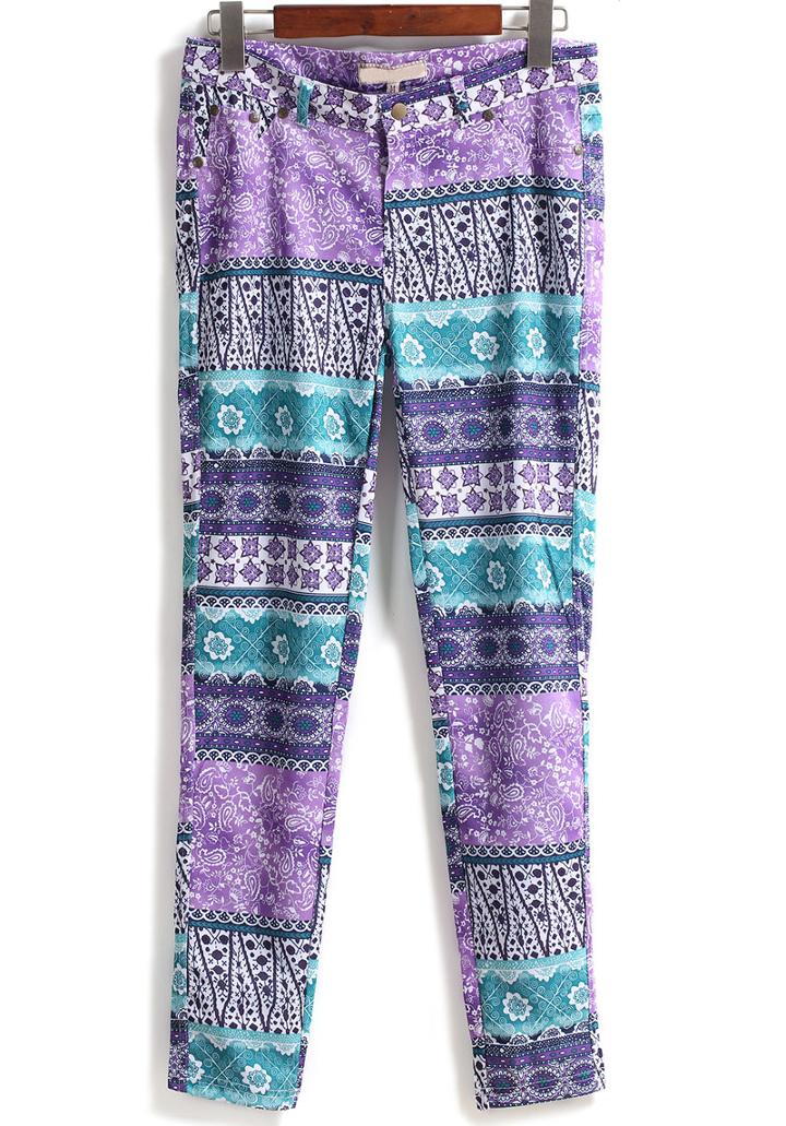 Romwe Tribal Print Slim Pant