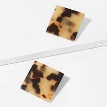 Romwe Leopard Pattern Square Stud Earrings 1pair