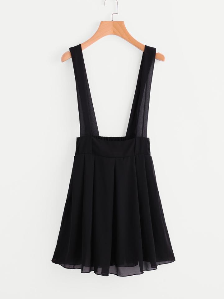 Romwe Wide Strap Box Pleated Chiffon Dress